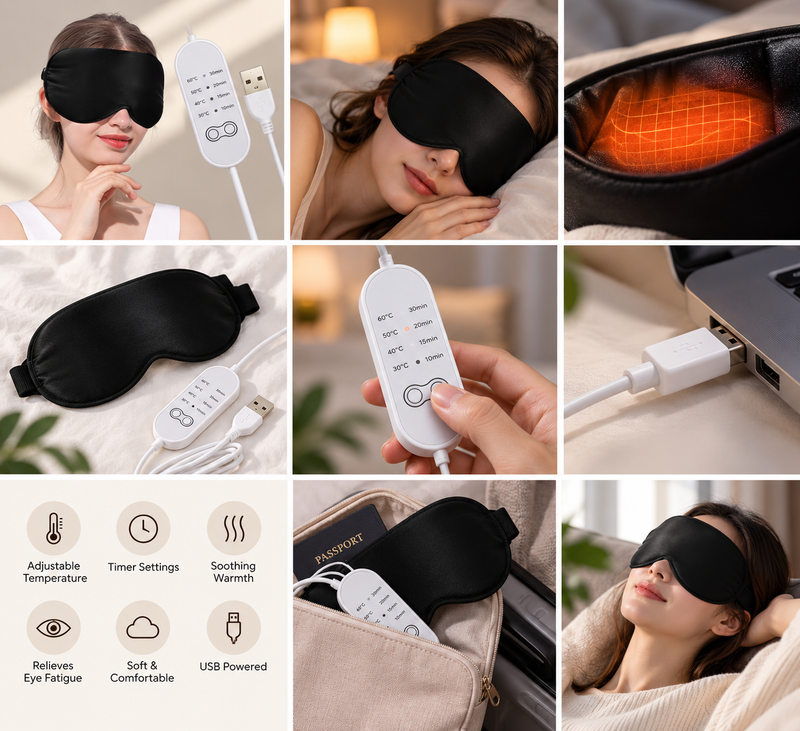 USB Heated Eye Mask - Warmth, Vibration & Compression for Eye Strain Relief